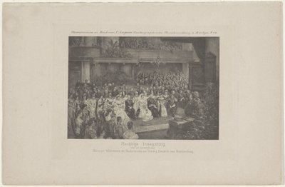 Błogosławieństwo zaślubin królowej Wilhelminy i księcia Hendrika, 1901 Uroczyste Błogosławieństwo Ślubu Królowej Wilhelminy Niderlandzkiej i księcia Hendrika Meklemburgii (tytuł na obiekcie) autorstwa L. Angerer
