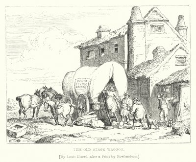 Stary wagon sceniczny (rycina) autorstwa L. Huard