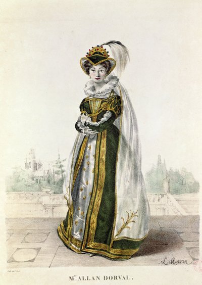 Marie Dorval (1798-1849) w „Marion Delorme” Victora Hugo (1802-1885) w Theatre de la Porte Saint-Martin, grawerowane przez F. Noela autorstwa L. Marin