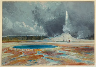 Nadruk, Castle Geyser, Upper Geyser Basin, Park Narodowy Yellowstone autorstwa L. Prang and Company