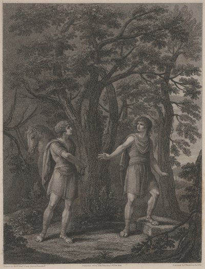 Ilustracja z "Palamon and Arcite", grafika wykonana przez Francesco Bartolozzi 1797 (grawer punktowany) autorstwa Lady Diana (after) Beauclerk