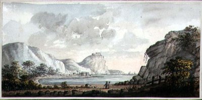 Krajobraz z dwiema postaciami z widokiem na zatokę, ok. 1825 (akwarela na papierze) autorstwa Lady Egerton