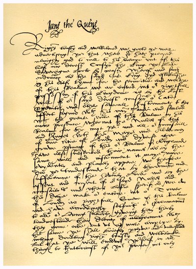 List Lady Jane Grey do Williama Parra, 10 lipca 1553 r. autorstwa Lady Jane Grey