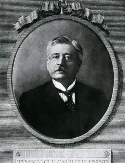 Portret Temistocle Calzecchi Onesti (1853-1922), włoskiego fizyka i wynalazcy, akwaforta po fotografii autorstwa Amadeo (after) Modigliani
