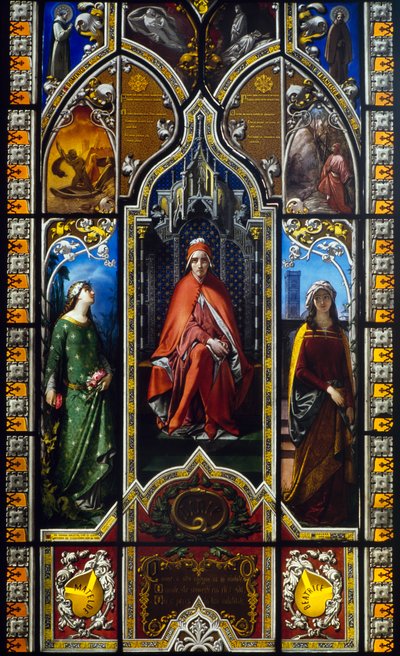 Triumf Dantego (1851), witraż Giuseppe Bertiniego (1825-1898), Muzeum Poldi Pezzoli, Mediolan, Lombardia, Włochy autorstwa Amadeo (after) Modigliani