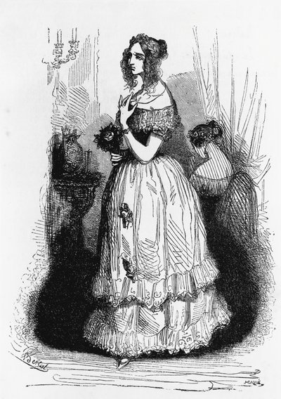 Ilustracja do księżnej Langeais, powieść Honore de Balzac (1799-1850) ze zbioru wielotomowego Human Comedy, rycina Laisne autorstwa Laisne Laisne