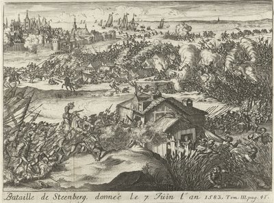 Bitwa pod Steenberg, wydana 7 czerwca 1583 (tytuł na obiekcie) autorstwa Lamberecht Causé
