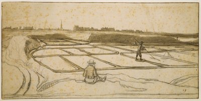 Górnictwo soli w Le Croisic, 1645 (kreda, długopis i pędzel na papierze) autorstwa Lambert Doomer
