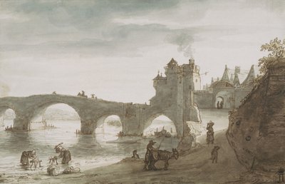 Most przez Loarę w Amboise, 1640s autorstwa Lambert Harmensz Doomer