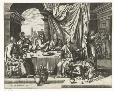 Maria Magdalena namaszcza stopy Chrystusa autorstwa Lambert Lombard