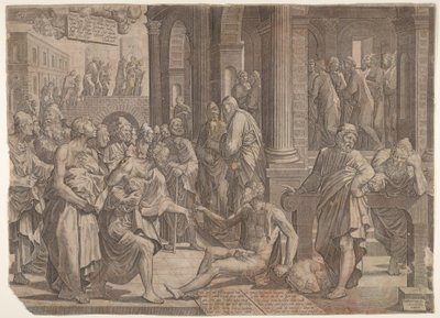 Św. Jan i św. Piotr uzdrawiający kalekę, 1553. autorstwa Lambert Suavius