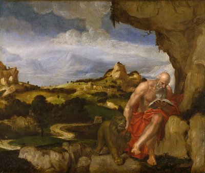 St Jerome in the Wilderness, połowa XVI wieku autorstwa Lambert Sustris