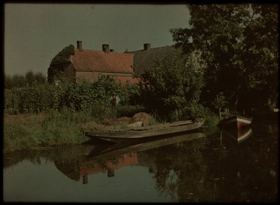 Blikkenburgervaart, Zeist, z łodziami i farmą (i prawdopodobnie Willem Emelaar Sr) autorstwa Lambertus Hendrik van Berk