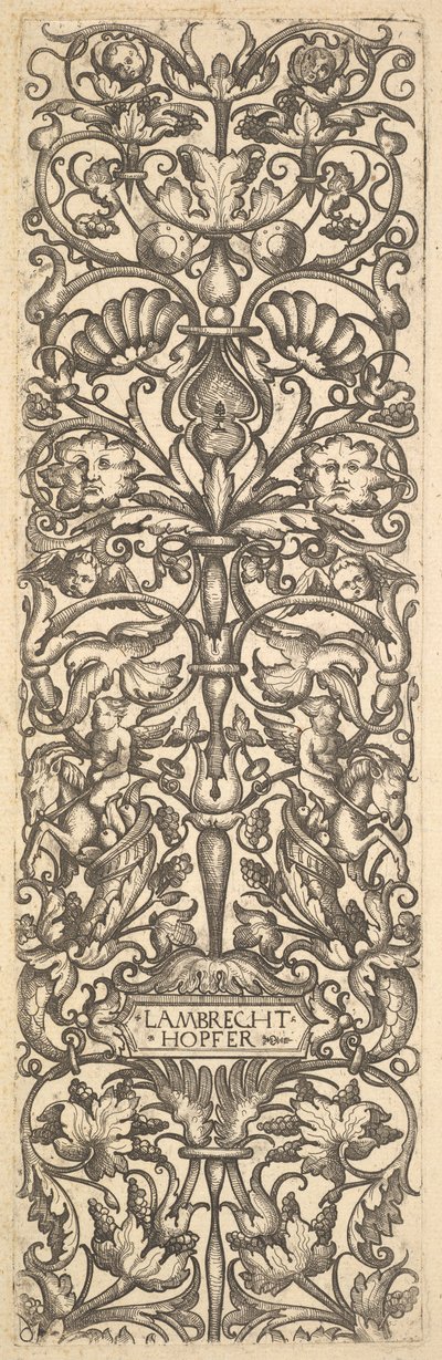 Świeczniki z puttami na koźle pośrodku, ca. 1525-50. autorstwa Lambrecht Hopfer