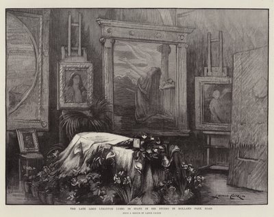 Późny Lord Leighton leżący w swoim studiu przy Holland Park Road autorstwa Lance Calkin