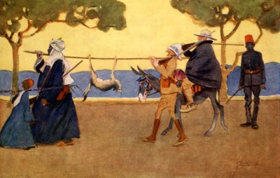 Łowcy grubej zwierzyny, z „Jasnej strony Egiptu”, 1908 autorstwa Lance Thackeray