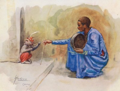 Ludzie Egiptu: Małpi Chłopiec, Koradati (kolorowa litografia) autorstwa Lance Thackeray