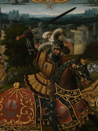 Fragment legendy o św. Jerzym (olej na desce) autorstwa Lancelot (school of) Blondeel