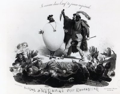 „Hernani Sublime, Romantyczna potrawa”, karykatura Hernaniego autorstwa Victora Hugo (1802-1885) c.1830 (patrz także 239200) autorstwa Langlume