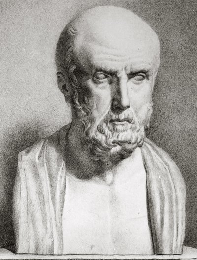 Portret Hipokratesa ok. 460-c.377 p.n.e., 1 poł. XIX w. lito bw detale z 163525 autorstwa Langlume