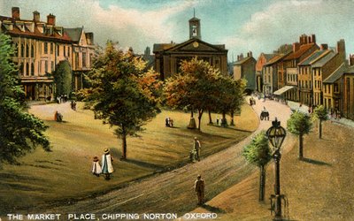 Market Place, Chipping Norton, Oxfordshire, koniec XIX lub początek XX wieku. autorstwa Langsdorff and Co