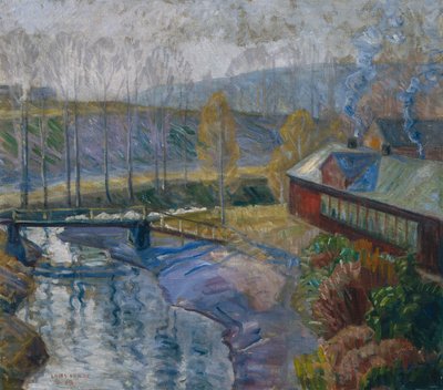 Krajobraz z domem i rzeką autorstwa Lars Jorde