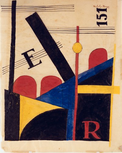 Szkic do dużego obrazu kolejowego autorstwa Laszlo Moholy-Nagy