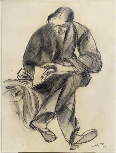 Czytanie siedzącej postaci, 1919 autorstwa Laszlo Moholy Nagy