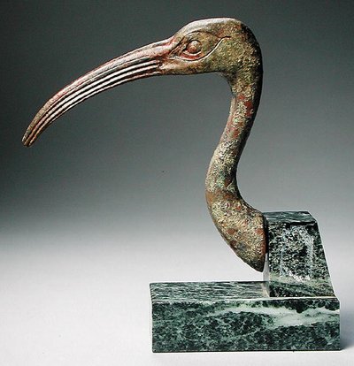 Głowa ibisa (odlew z litego brązu) autorstwa Late Period Egyptian
