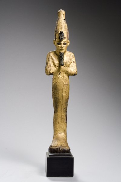 Ozyrys, późna dynastia, 664-332 pne (drewno złocone z inkrustacją z brązu) autorstwa Late Period Egyptian