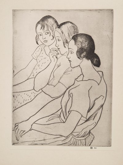Country Girls, pub. 1927. autorstwa Laura Knight