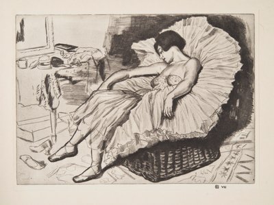 Śpiąca tancerka, wyd. 1925. autorstwa Laura Knight