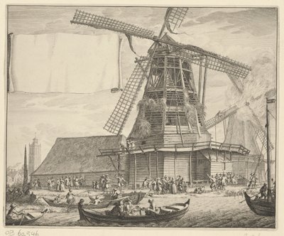 Pożar w olejarni De Zeug koło Wormer, 1699 autorstwa Laurens Scherm