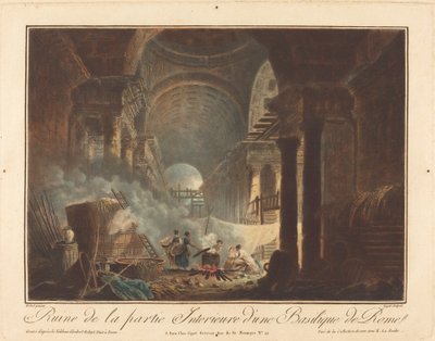 Ruiny wewnętrznej części bazyliki w Rzymie autorstwa Laurent Guyot after Hubert Robert