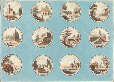 Dwanaście rund z krajobrazami autorstwa Laurent Guyot after Jean Henry Alexandre Pernet