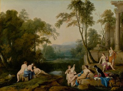 Diana i jej nimfy w krajobrazie, 1644 autorstwa Laurent de la Hyre