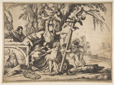 Święta Rodzina z Dzieciątkiem Jezus depczący Węża, 1639. autorstwa Laurent de la Hyre