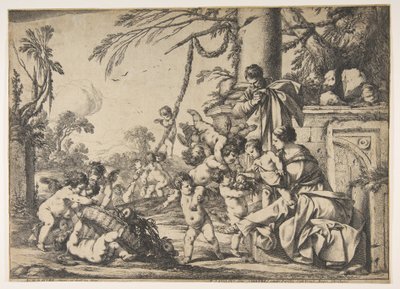 Dziewica i Dzieciątko Jezus na służbie aniołów, 1640. autorstwa Laurent de la Hyre