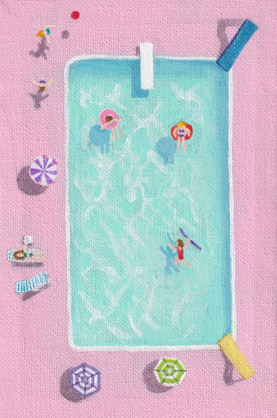 Basen Mamie, 2025 (akryl na płótnie) autorstwa Laurie Michaels