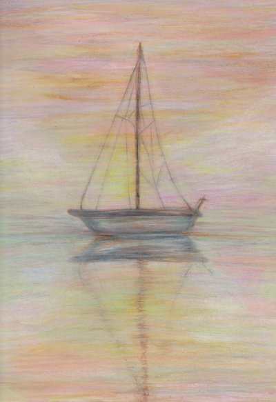 P-Town, 2025 (ołówek kolorowy na papierze tonowanym) autorstwa Laurie Michaels