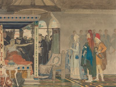 Fredegonda na łożu śmierci Praetextatusa autorstwa Lawrence Alma Tadema