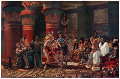 Rozrywka w starożytnym Egipcie trzy tysiące lat temu, ilustracja z „Egipskiego mitu i legendy”, opublikowanego przez Gresham Publishing, Co. autorstwa Lawrence Alma Tadema