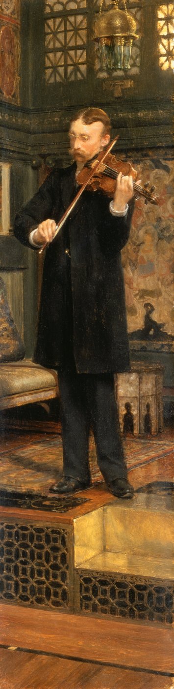 Portret Maurice Sons grającego na skrzypcach w pracowni Alma-Tademy autorstwa Lawrence Alma Tadema