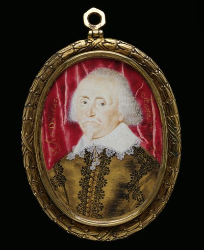 Miniatura portretowa nieznanego mężczyzny, 1640 (wc na welinie) autorstwa Lawrence Hilliard