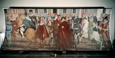 Doge Giacomo Durazzo Grimaldi prowadzący kardynała Francesco Pacheco ulicami Genes w 1574 roku (fresk autorstwa Lazzaro Tavarone