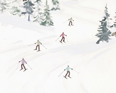 Narciarstwo w Tremblant, ok. 2023 (mieszane media) autorstwa Leah Straatsma