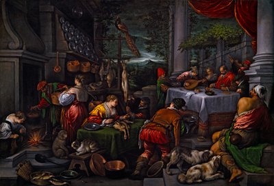 Łazarz i Dives, ok. 1570 (olej na płótnie) autorstwa Leandro Bassano