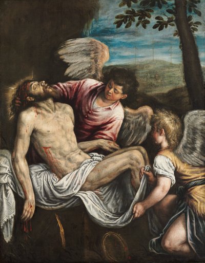 Martwy Chrystus z aniołami autorstwa Leandro Bassano