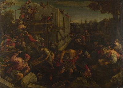 Wieża Babel, ca. 1600 autorstwa Leandro Bassano