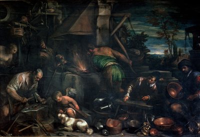 Kuźnia Wulkana (olej na płótnie) autorstwa Leandro da Ponte Bassano